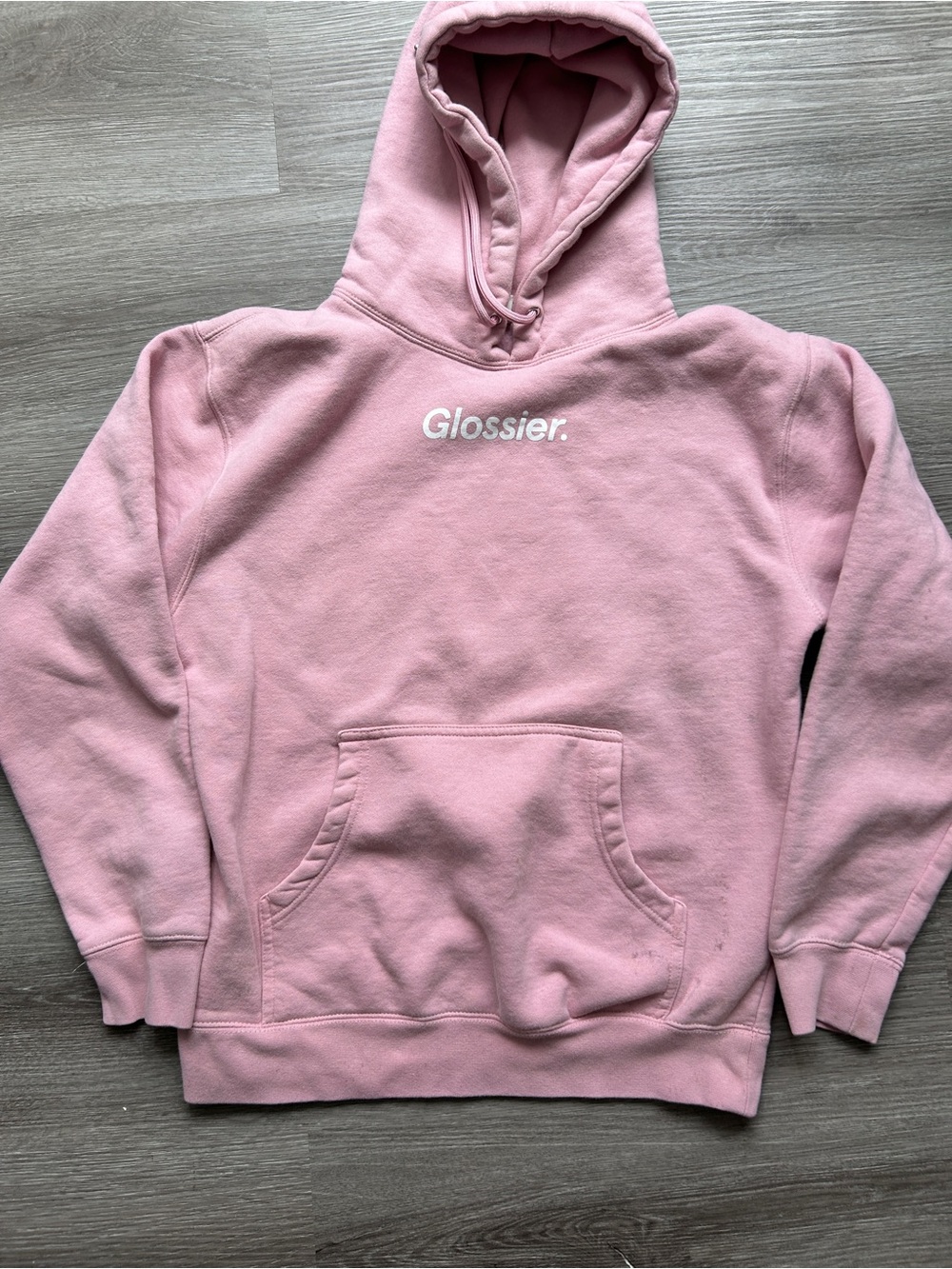 Glossier Pink Logo Hoodie - size Small